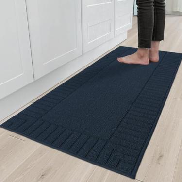 Imagem de BEQHAUSE - Tapete de Cozinha Azul Marinho 61 cm x 152 cm, Antiderrapante, Absorvente, Lavável na Máquina, Geométrico, Pequeno