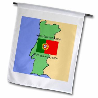 Imagem de 3dRose fl_39221_1 Mapa e Bandeira de Portugal com a República Portuguesa Impresso em Bandeira de Jardim Inglês e Português, 30 x 45 cm