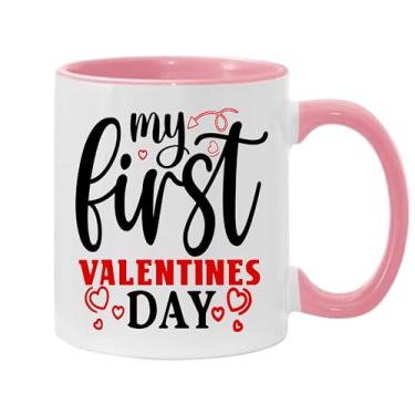 Imagem de SpreadPassion Caneca de café My First Valentines Day, presente para namorado e namorada, ideia de presente de dia dos namorados, presente para marido e esposa, ideia de presente de aniversário do dia