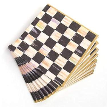 Imagem de MacKenzie-Childs Courtly Check Black & Gold Paper Dinner Napkins (20 Count)Q