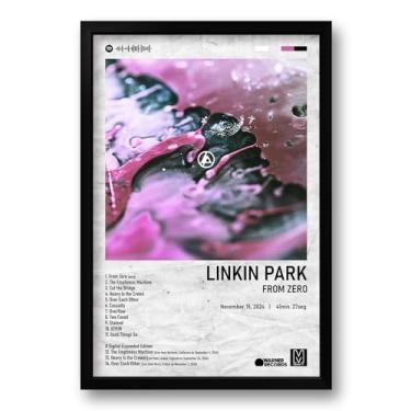 Imagem de Genérico Quadro Álbum Spotify Linkin-Park 40x60cm Emoldurado Retrato Vinil Preto Fosco