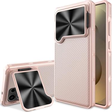 Imagem de Miimall Capa para Samsung Galaxy S25 Ultra, capa ultrafina para Galaxy S25 com proteção para câmera, suporte integrado, à prova de quedas, fina, à prova de choque, robusta para celular S25, ouro rosa
