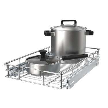 Imagem de Pulloutor Organizador de armário removível (28 cm L x 53 cm D) Prateleira de armazenamento de armário de cozinha deslizante e organizador de gavetas, para armário em casa, despensa, banheiro, precisa
