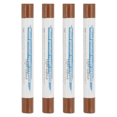 Imagem de PATIKIL Giz de cera para reparo de móveis, 4 peças de bastões de enchimento de madeira de cera de madeira para arranhões Mesas de furos de piso de madeira, nogueira clara