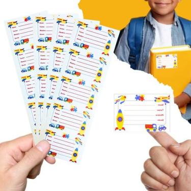 Imagem de 50 Etiquetas Escolar Com Pauta e Tarja  Carrinho  Tam 6 x 4 Cm  - 4Foo