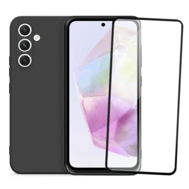 Imagem de Kit Capa Capinha Aveludada e Película de Vidro 3D Compatível Samsung Galaxy A35 SMART E CASE