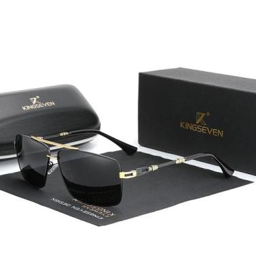 Imagem de Óculos de sol polarizados Retângulo Design uv 400 kingseven, Dourado