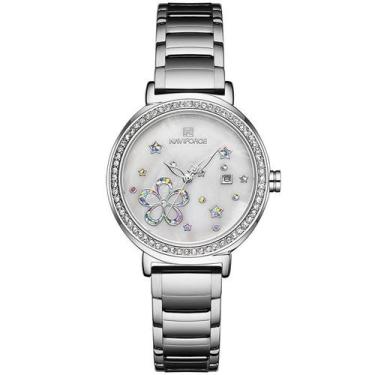 Imagem de Relógio feminino naviforce movimento quartzo impermeável 3 atm, Prata