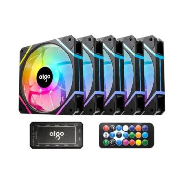 Imagem de RGB 120mm Aigo AM12 Case Fan Kit 6Pin Water Cooler CPU Ventiladores De
