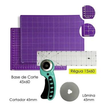 Imagem de Kit Base De Corte A2 Apoio de Mesa 60x45 Régua de Acrilico 15x60 Corta