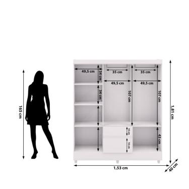 Imagem de Roupeiro Ideal Plus 6 Portas e 2 Gavetas - Branco  - Vila Rica