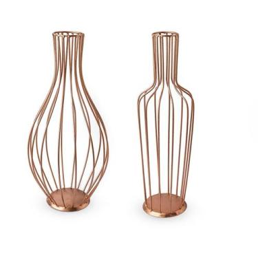 Imagem de 2 Peças Decorativas Porta Rolha de Vinho Aramado Ferro - Marina Decora