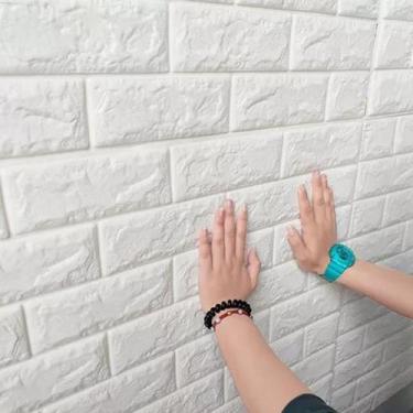 Imagem de 40 Placas Tijolinho Painel 70x77cm 3D De Parede Espuma Tijolo Auto Ade