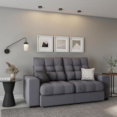 Imagem de Sofá 3 Lugares Retrátil e Reclinável Toulouse Suede Grafite