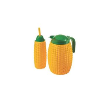 Imagem de Copo Milho com Canudo e Tampa em Plástico Amarelo 300ml ( 49245 ) - Ge