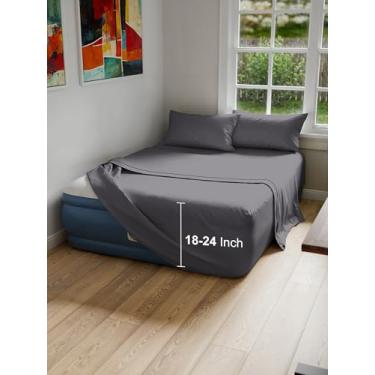 Imagem de CGK Unlimited Lençóis de colchão de ar (bolso de 61 cm), cinza escuro, casal