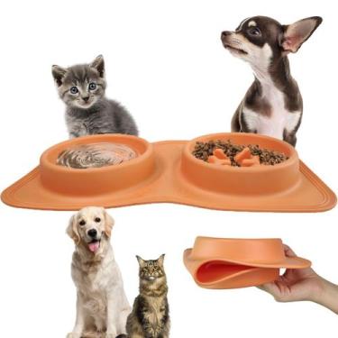 Imagem de Comedouro Bebedouro Silicone 2 Em 1 Cachorro Gato Pet Animais Raçao Ag