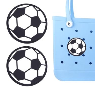 Imagem de Yumttero 2 peças de pingentes estilo bola esportiva para bolsa Bogg acessórios compatíveis com bolsa Bogg original todos os modelos, pingentes decorativos de bola de futebol para bolsa de mão de praia