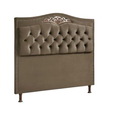 Imagem de Cabeceira Cama Box Casal 140 Cm Estofada Veludo Marrom Castor Holanda Plus Speciale Home Marrom