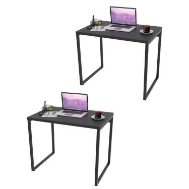 Imagem de Kit 2 Mesas De Escritório Office 90cm Estilo Industrial Prisma C08 Preto Onix - Mpozenato