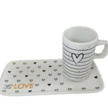 Imagem de Kit Xicara De Cafe 80ml Com Pires Retangular Porcelana Branco
