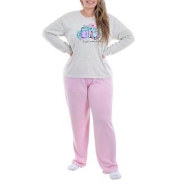 Imagem de Pijama de Inverno Plus Size Feminino Canelado Victory-Feminino