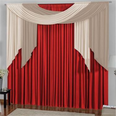 Imagem de Cortina para Varão Duplo 3,00m X 2,80m Alana Vermelho