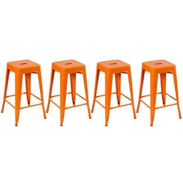 Imagem de Kit 4 Banquetas Médias Iron Tolix 66 Cm Laranja Laranja