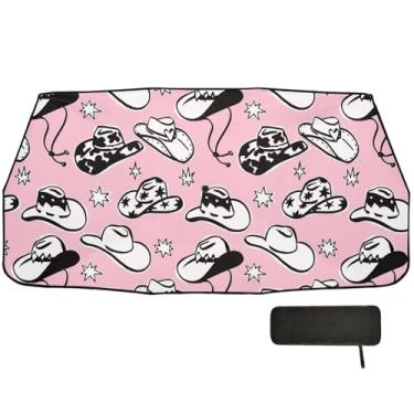 Imagem de Chapéus de cowboy desenhados à mão para para-brisas de carro capa completa para guarda-chuva de carro 147 x 75 cm viseira para carro
