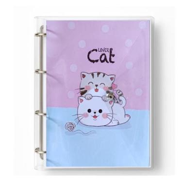 Imagem de Caderno Fichário Argolado Pasta Organizadora 4 Argolas Cat Lover Trans