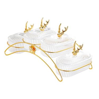 Imagem de Ｂｅｓｇａ Prato de frutas secas, prato de nozes com tampa, decoração para casa, fruteira, pratos para lanches, aperitivos, bandeja para servir comida para, Claro