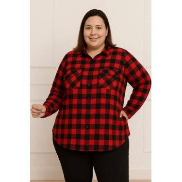 Imagem de Camisa Xadrez Plus size Blusa feminina viscolinho - Plena Persona, Ver