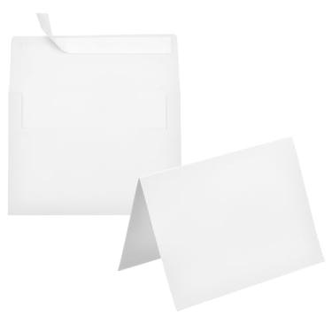 Imagem de PATIKIL Pacote com 20 envelopes brancos 12 x 18 cm com cartões, envelopes autoselados A7 com cartolina dobrada para cartões comemorativos de casamento, convites de aniversário, carta postal
