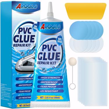 Imagem de AROOLO Kit de remendo de colchão de ar, kit de reparo de forro de piscina impermeável, adesivo de vinil resistente para colchão de ar, tubo de neve, anel de natação, banheira de hidromassagem, barco