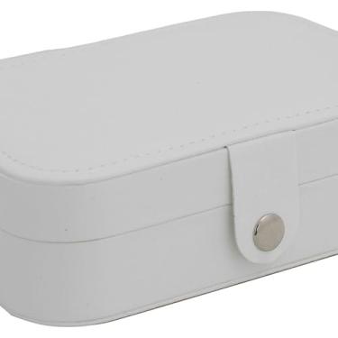 Imagem de Porta Joias Organizador com 3 Divisórias – Couro Ecológico e Interior Acamurçado (Branco)