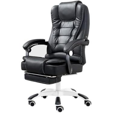 Imagem de Cadeira De Mesa De Estofamento De Couro Pu Reclinável Executiva Com Assento Grande Com Encosto Alto E Função De Inclinação Com Apoio De Pernas Estendido E Capacidade De Rolam, Black