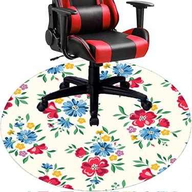 Imagem de Tapete de cadeira de escritório com flores, textura de flor, tapete de cadeira de mesa para piso de madeira de escritório em casa, protetor de piso de pilha baixa, redondo de 91 cm