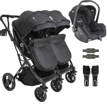 Imagem de Carrinho Kiddo para Gemeos com Bebe Conforto Vox II Preto