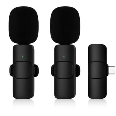 Imagem de Microfone de lapela sem fio Wirecast K9 Microfone de lapela dupla - versátil para Android, entrada tipo C - ideal para podcast, transmissão, karaokê, discurso, chamadas de video