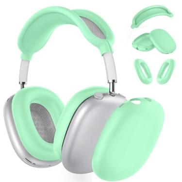Imagem de MINDRESY Capa De Silicone Para Fones Ouvido Airpods Max, Almofadas Auriculares/Capa Ouvido/Faixa Cabeça (Usb-C/Lightning) (2024/2020), Acessórios Macios Apple Airpod Verde Claro