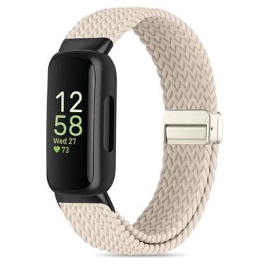 Imagem de Oanux Pulseira de reposição elástica magnética trançada compatível com Fitbit Inspire 3/Fitbit Inspire 2, pulseira de substituição de nylon elástica para mulheres e homens Inspire 3/2