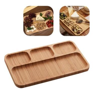 Imagem de Petisqueira De Bambu 4 Divisões Tabua 33cm Aperitivos Frios - Lyor