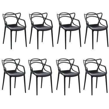 Imagem de Kit 8 Cadeiras Allegra Flex 85cmx54cmx56 Cm Preto