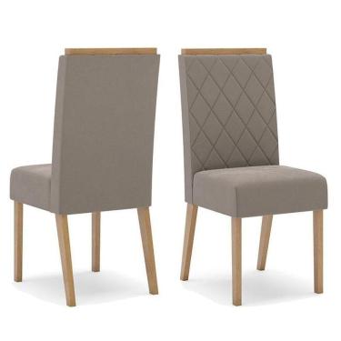Imagem de Cadeira Para Mesa De Jantar Nina Kit 2 Peças Nature Marrom Amêndoa - Henn