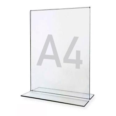 Imagem de Display Expositor T A4 21x30cm Acrílico Ps Cristal Balcão