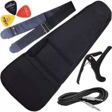 Imagem de Kit Capa Violão Folk Capotraste Cabo + Palhetas + Correia