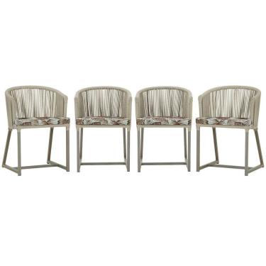 Imagem de 4 Cadeiras De Jantar Noronha Fendi Corda Náutica E6 Trama Rami