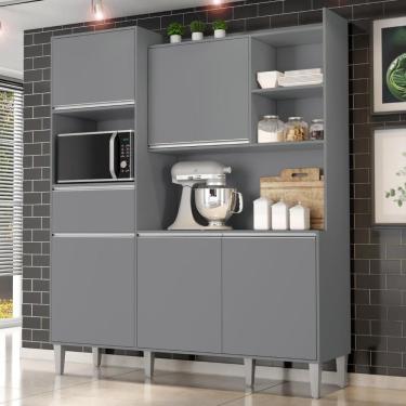 Imagem de Armário De Cozinha Compacta 160cm 5 Portas Isabel Cinza - Ajl Móveis