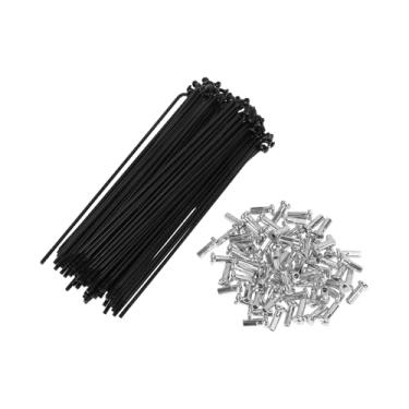 Imagem de TUCKBOLD Conjunto de 72 raios de bicicleta de 14G 119 mm com raio de roda de bicicleta aço carbono preto