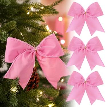 Imagem de Janinka 12 peças de laços de veludo de Natal rosa 15 cm rústico grinalda de presente vintage enfeites de fita de veludo de Natal para Natal, fazenda, árvore, guirlanda faça você mesmo, artesanato